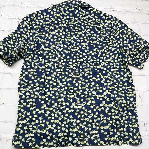 Bonpoint Kids Size 8 Button Up Shirt + Bucket  Hat Set Blue 100% Cotton Tropical - Picture 5 of 9